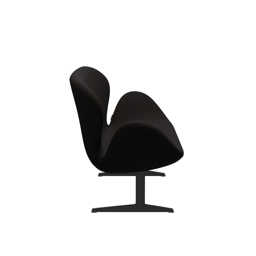 Fritz Hansen Swan Sofa 2 Sitzer, Schwarz Lackiert/Divina Dunkelbraun (384)