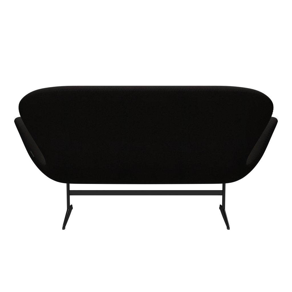 Fritz Hansen Swan Sofa 2 Sitzer, Schwarz Lackiert/Divina Dunkelbraun (384)