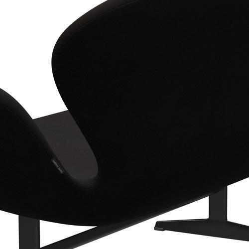 Fritz Hansen Swan Sofa 2 Sitzer, Schwarz Lackiert/Divina Dunkelbraun (384)