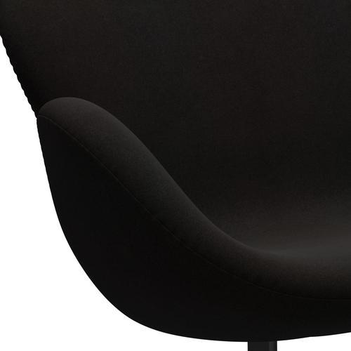 Fritz Hansen Swan Sofa 2 Sitzer, Schwarz Lackiert/Divina Dunkelbraun (384)