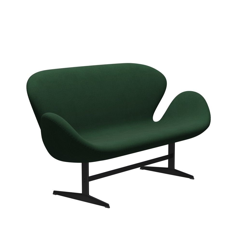 Fritz Hansen Canapé de cygne 2 places, laquée noire / divina vert foncé (876)