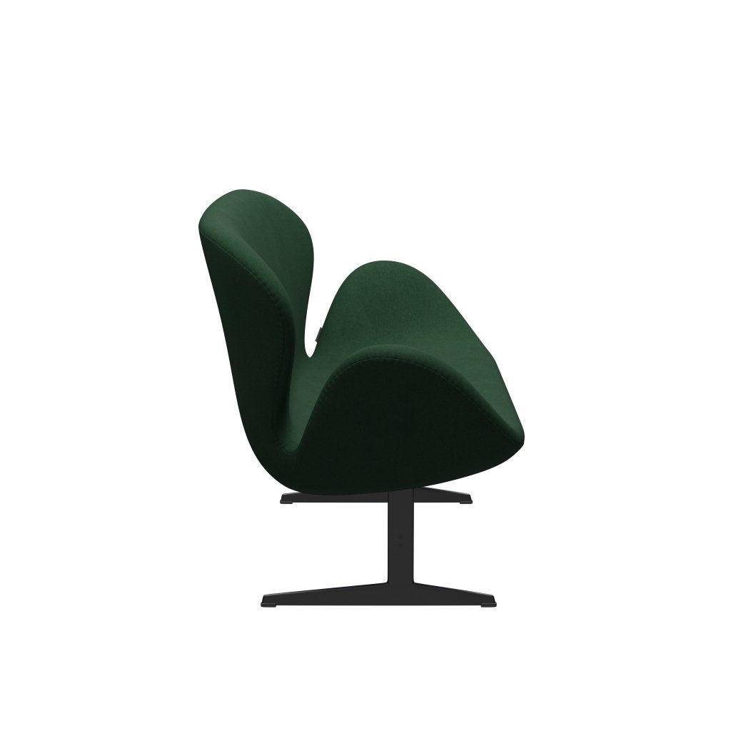 Fritz Hansen Canapé de cygne 2 places, laquée noire / divina vert foncé (876)