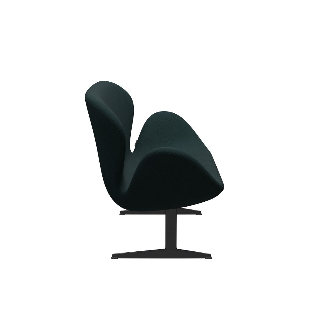 Fritz Hansen Canapé de cygne 2 places, laquée noire / divina vert foncé (886)