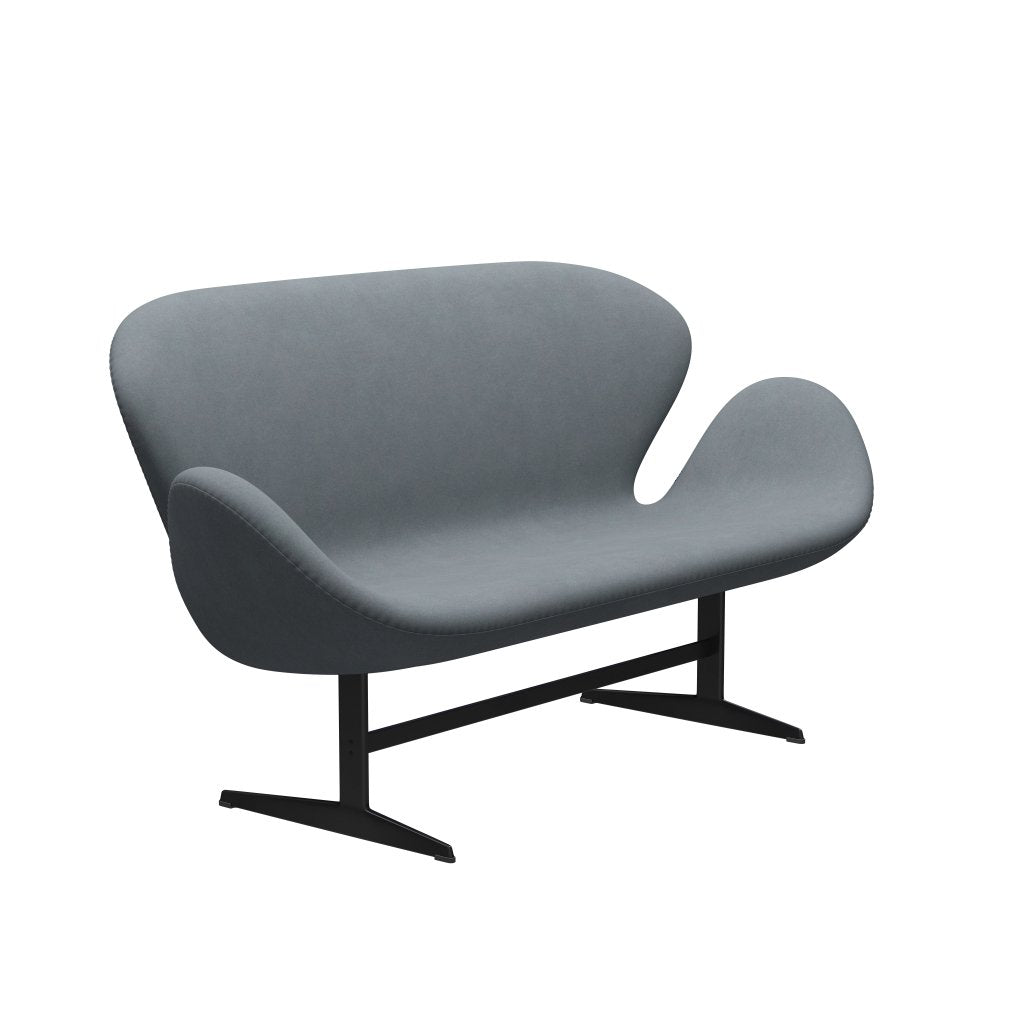 [product_category]-Fritz Hansen Swan Sofa 2 Seater, Black Lacquered/Divina Light Grey-Fritz Hansen-3321-DIV171-BLLA-FRI-2