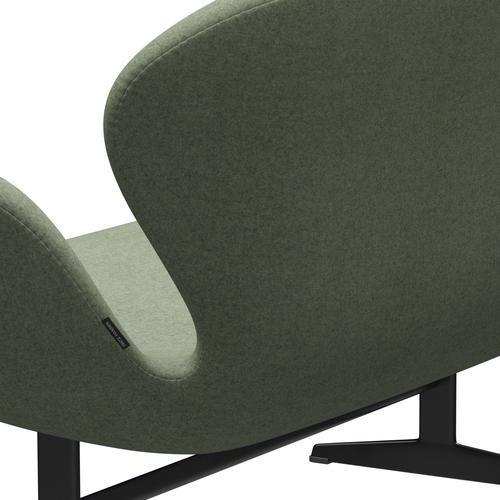 [product_category]-Fritz Hansen Swan Sofa 2 Seater, Black Lacquered/Divina Melange Light Green-Fritz Hansen-3321-DIM917-BLLA-FRI-5