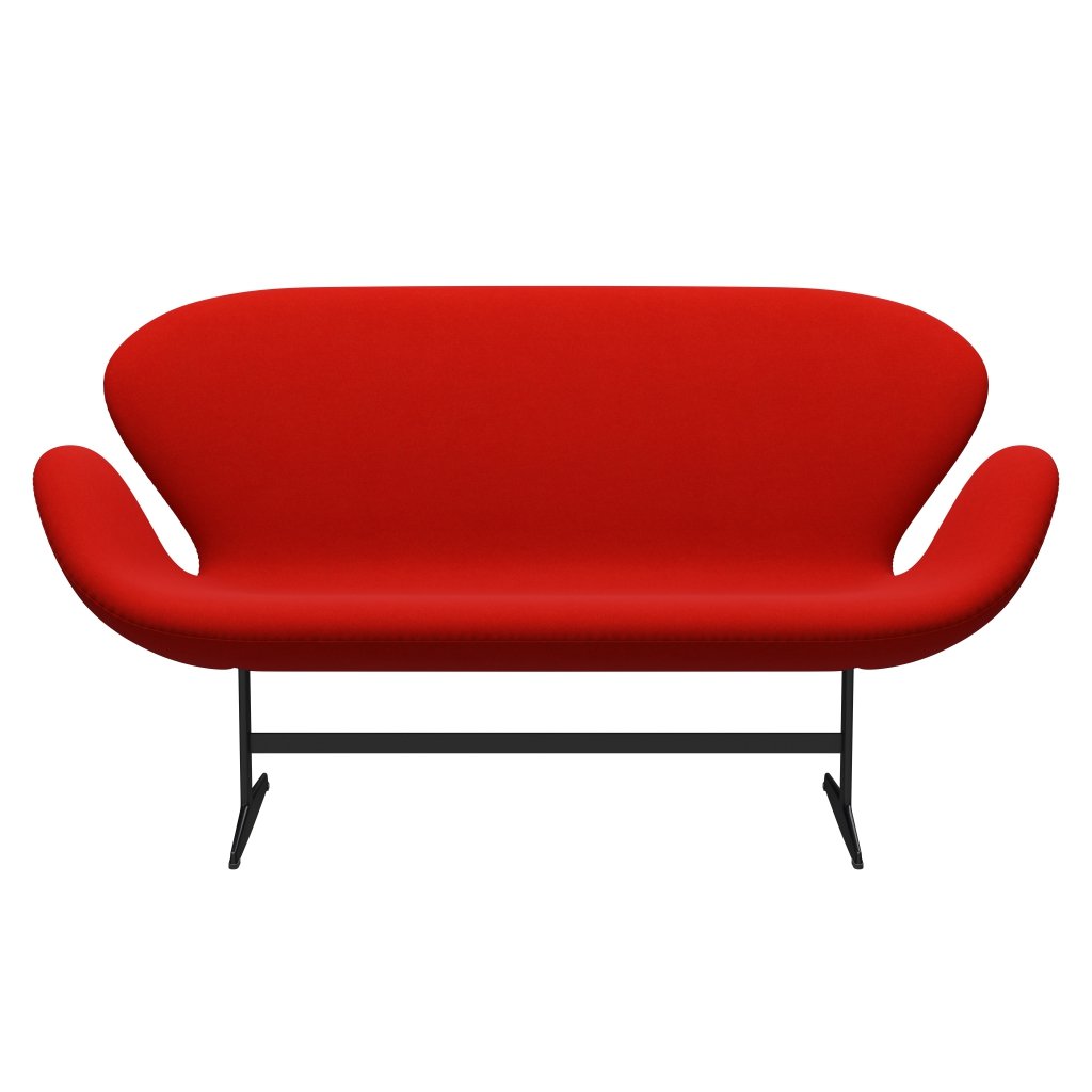 Fritz Hansen Swan Sofa 2-Sitzer, Schwarz Lackiert/Divina Rot (562)