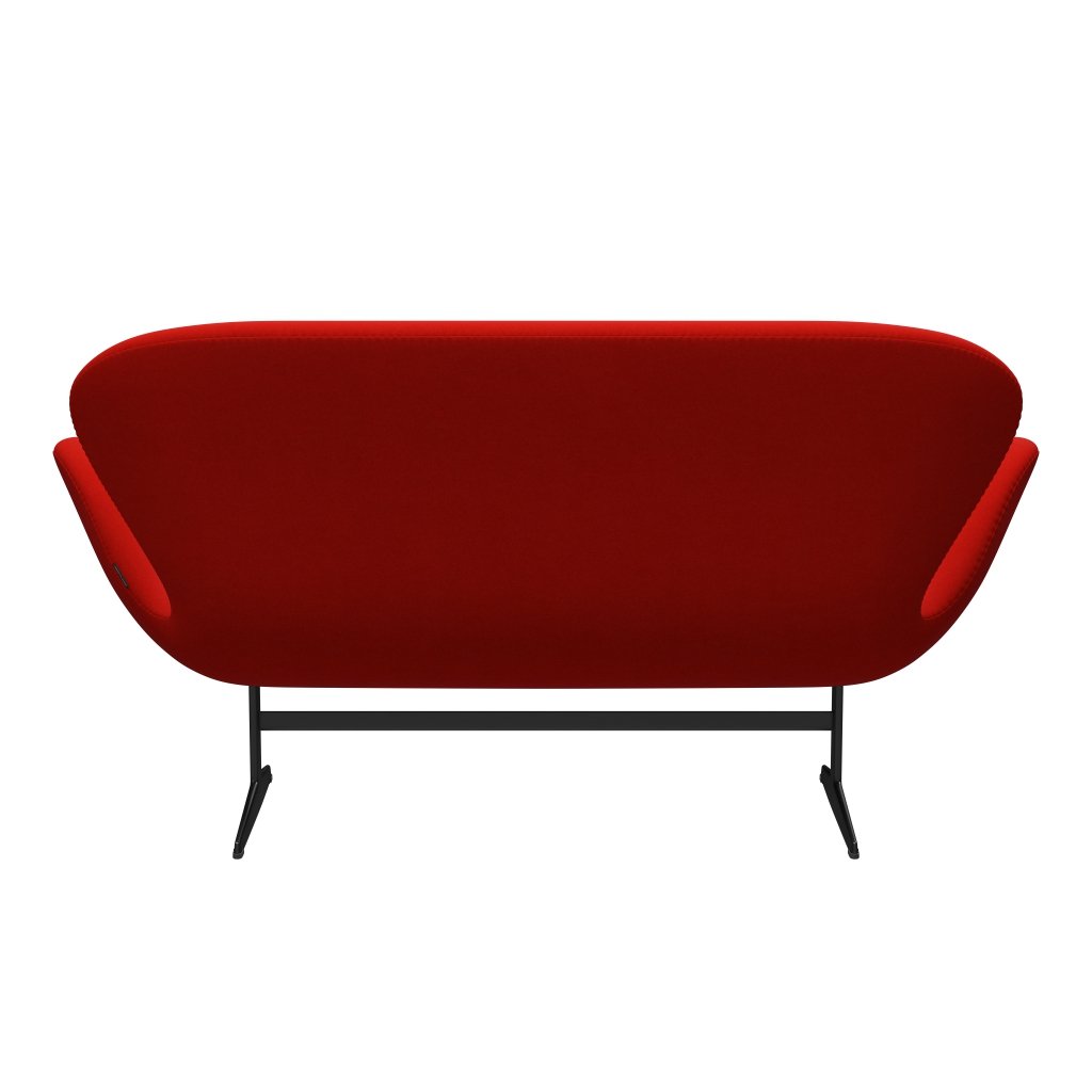 Fritz Hansen Swan Sofa 2-Sitzer, Schwarz Lackiert/Divina Rot (562)