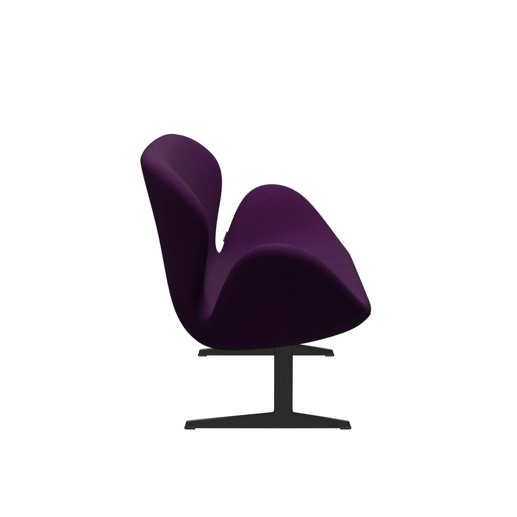 Fritz Hansen Swan沙发2座，黑色漆/Divina Violet（696）