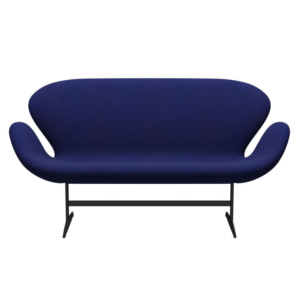 Fritz Hansen Swan Sofa 2-Sitzer, Schwarz Lackiert/Divina Violett Dunkel (684)