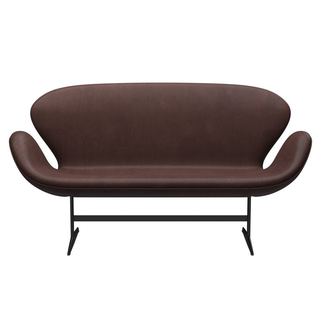 Fritz Hansen Swan Sofa 2-Sitzer, Schwarz lackiert/Embrace Chocolate