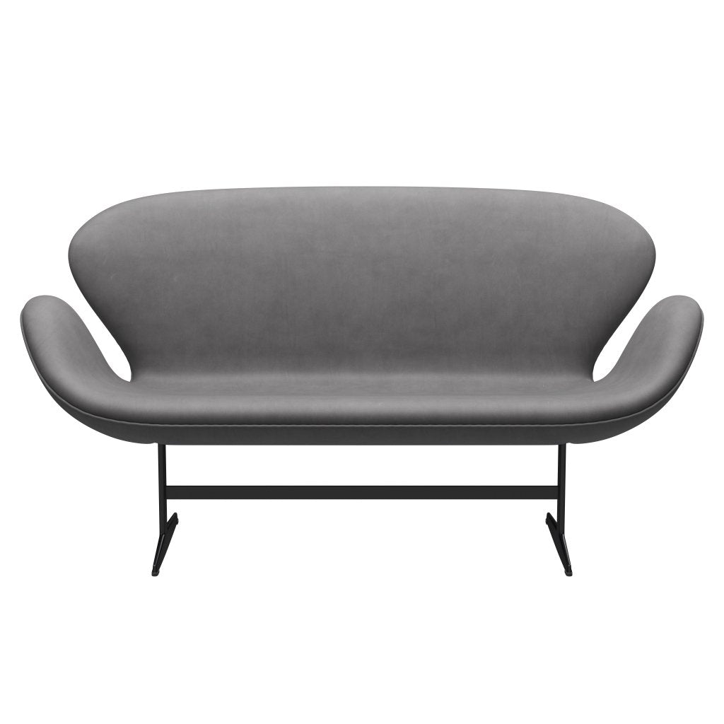 Fritz Hansen Swan Sofa 2-Sitzer, Schwarz lackiert/Beton ummantelt