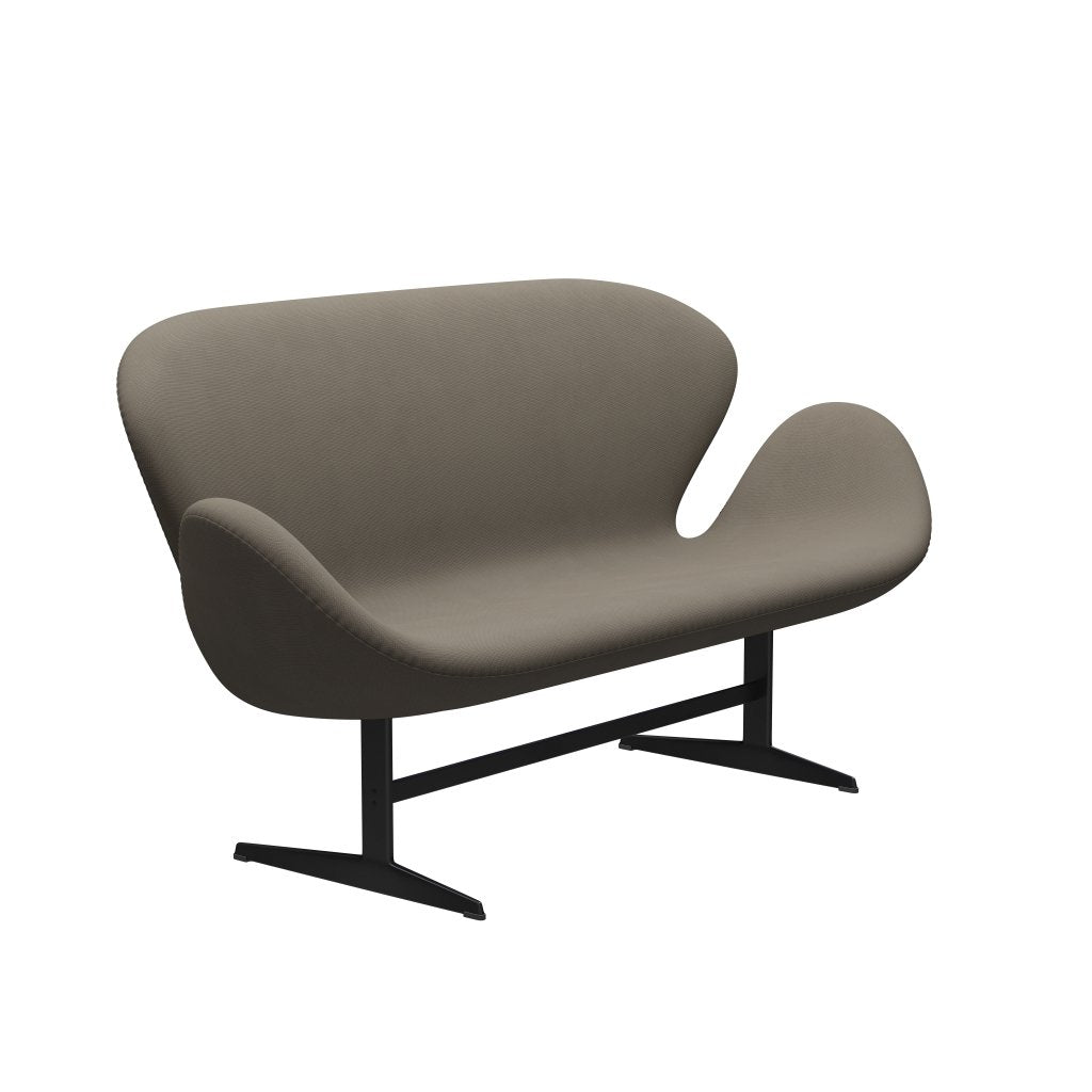 Fritz Hansen Swan Sofa 2-Sitzer, Schwarz Lackiert/Fame Beige (61003)