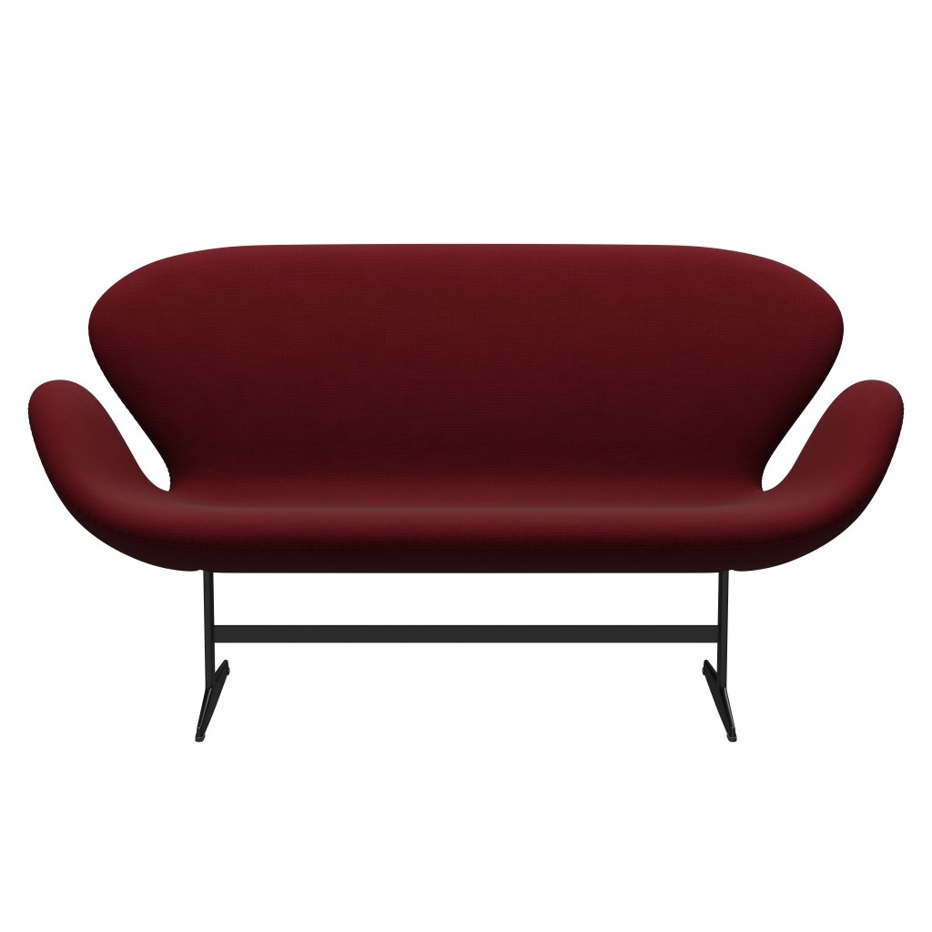 Fritz Hansen Swan Sofa 2 -zits, zwart gelakte/roem Bordeaux (64058)