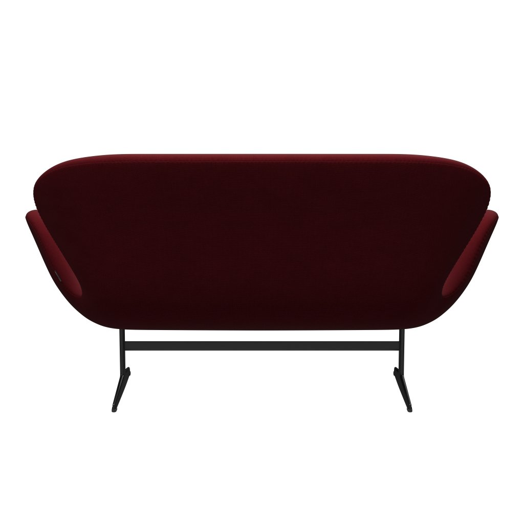 Fritz Hansen Swan Sofa 2 Seater, Black Lacquered/Fame Bordeaux (64058)