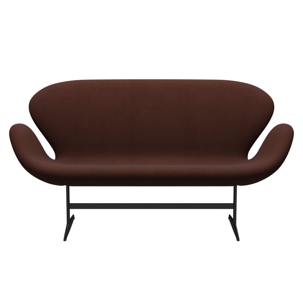 Fritz Hansen Canapé de cygne 2 places, laquée noire / renom Brown (61047)