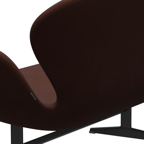 Fritz Hansen Canapé de cygne 2 places, laquée noire / renom Brown (61047)