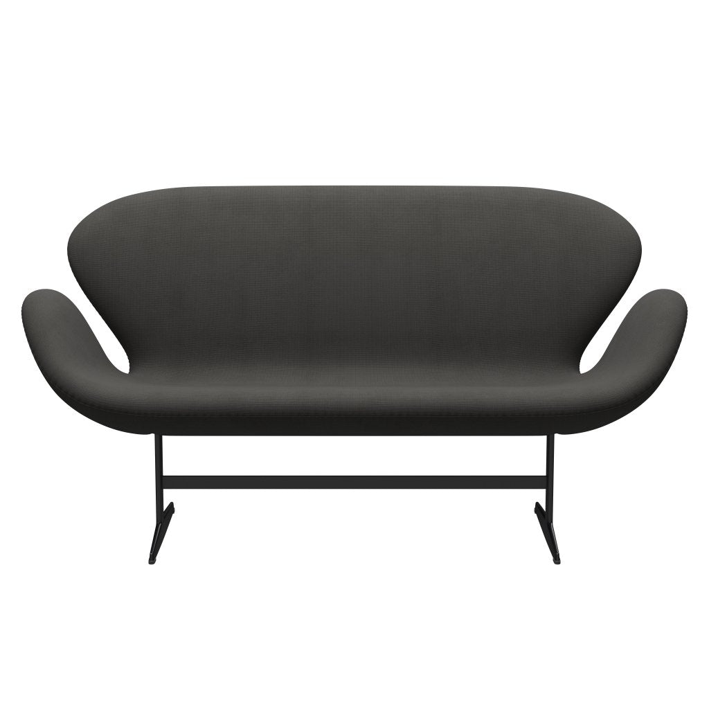 Fritz Hansen Canapé de cygne 2 places, laquée noire / renom Brown (61060)