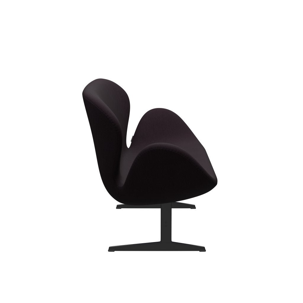 Fritz Hansen Canapé de cygne 2 places, laquée noire / renom Brown (61108)