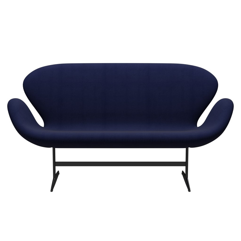 Fritz Hansen Swan Sofa 2 -sæder, sort lakeret/berømmelse mørkeblå (66005)