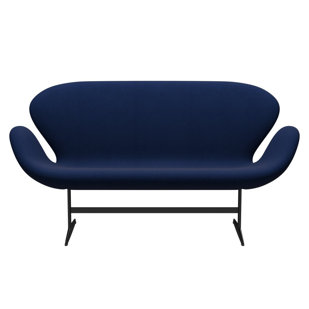 Fritz Hansen Swan Sofa 2-Sitzer, Schwarz Lackiert/Fame Dunkelblau (66071)