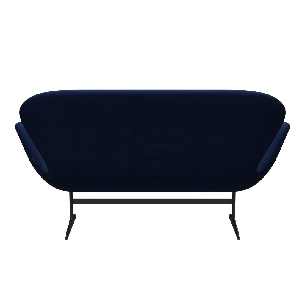 Fritz Hansen Swan Sofa 2-Sitzer, Schwarz Lackiert/Fame Dunkelblau (66071)