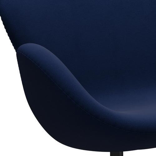 Fritz Hansen Swan Sofa 2-Sitzer, Schwarz Lackiert/Fame Dunkelblau (66071)