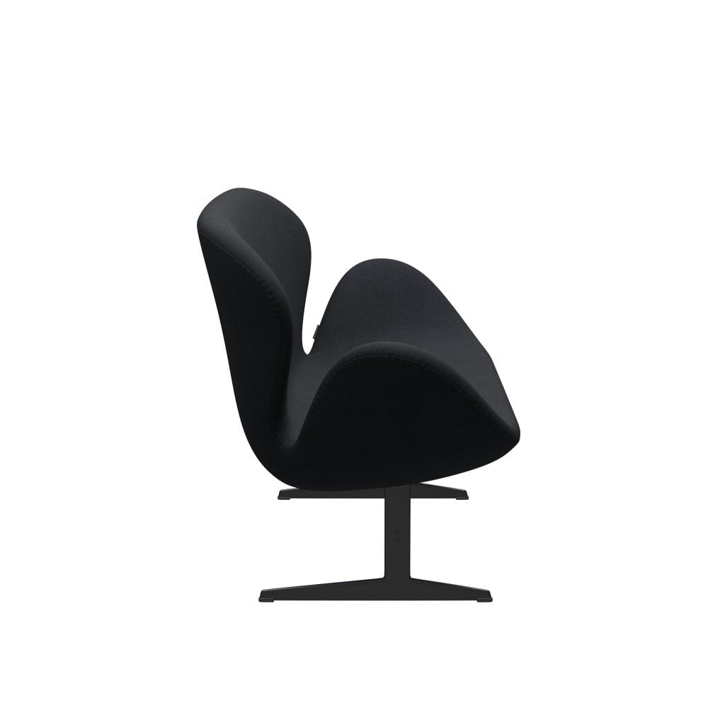 Fritz Hansen Canapé de cygne 2 places, laquée noire / gris de renommée (60019)