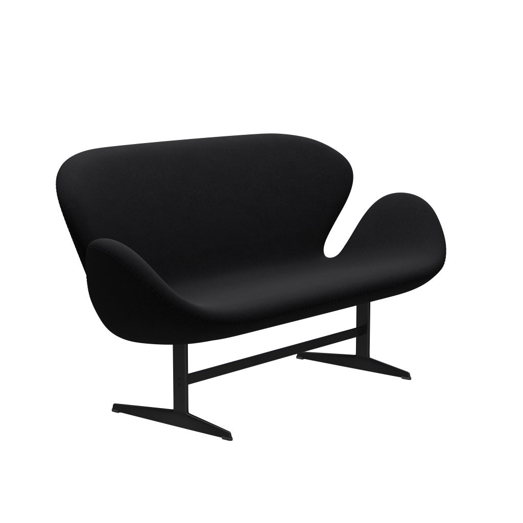 Fritz Hansen Swan Sofa 2 Sitzer, Schwarz Lackiert/Fame Grau (60051)