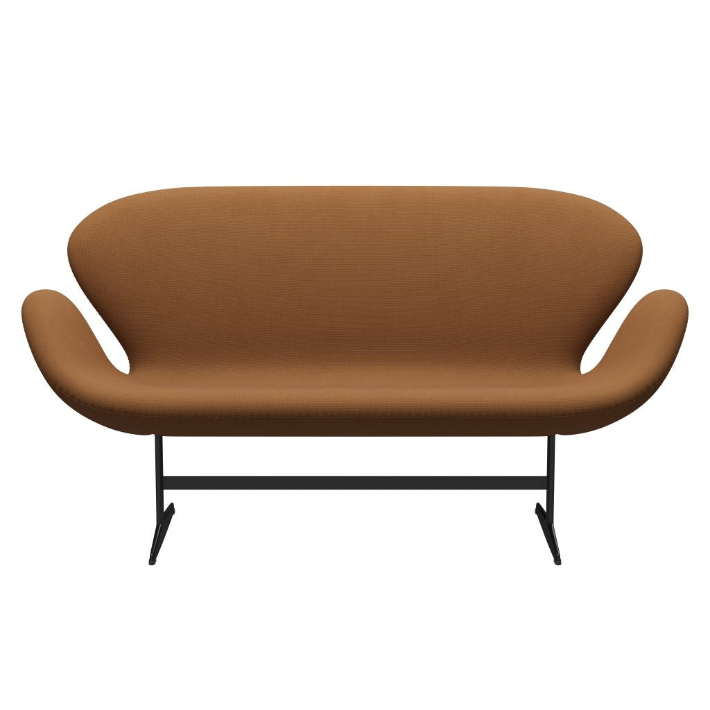 Fritz Hansen Swan Sofa 2 Sitzer, Schwarz Lackiert/Fame Hellbraun (61131)