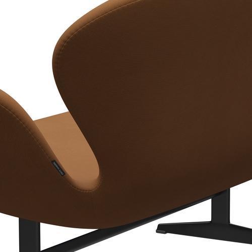 Fritz Hansen Swan Sofa 2 Sitzer, Schwarz Lackiert/Fame Hellbraun (61131)