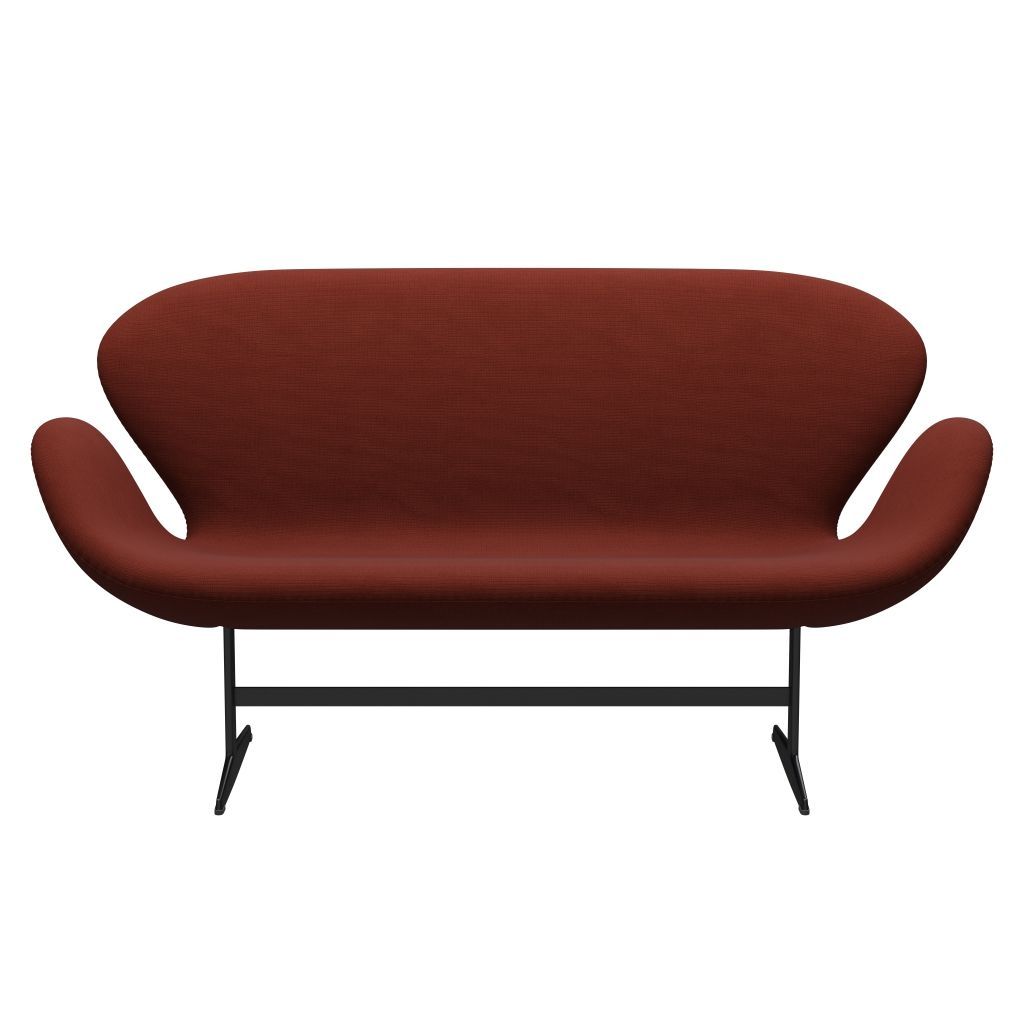 Fritz Hansen Swan Sofa 2 Sitzer, Schwarz Lackiert/Fame Hellbraun (63076)