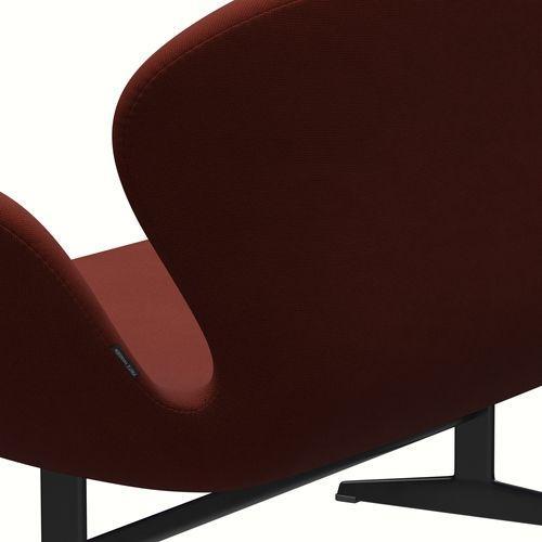 Fritz Hansen Swan Sofa 2 Sitzer, Schwarz Lackiert/Fame Hellbraun (63076)