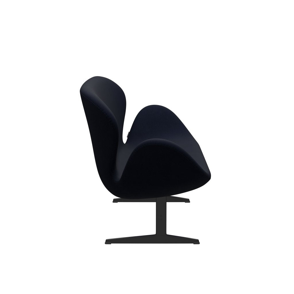 Fritz Hansen Swan Sofa 2-Sitzer, Schwarz Lackiert/Fame Navy (66061)