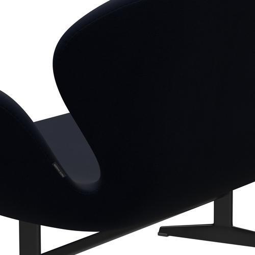 Fritz Hansen Swan Sofa 2-Sitzer, Schwarz Lackiert/Fame Navy (66061)