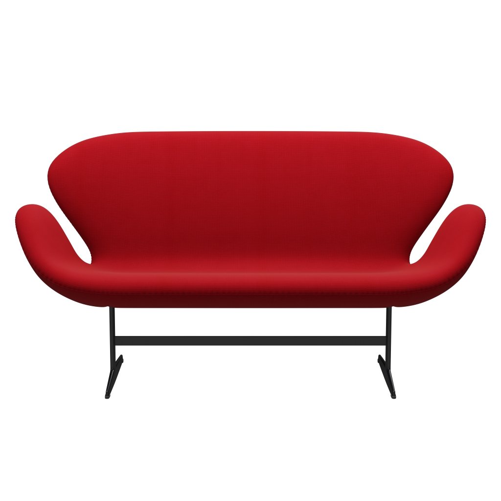 Fritz Hansen Swan Sofa 2 Seater, negro lacado/fama rojo (64089)