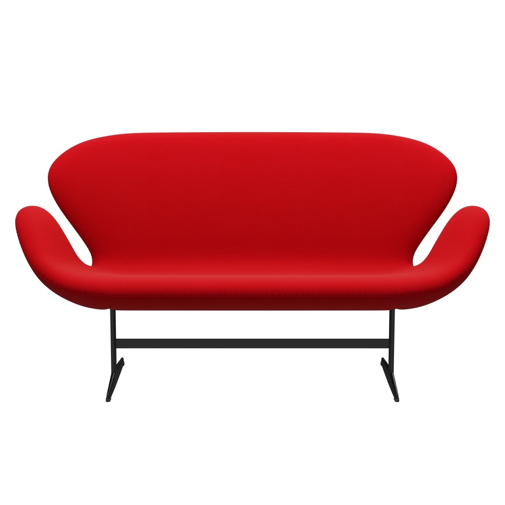 Fritz Hansen Swan Sofa 2 sæta, svartur lakkaður/frægð rauður (64119)