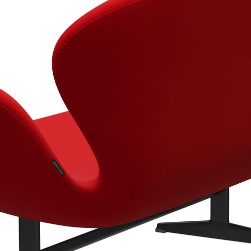 Fritz Hansen Swan Sofa 2-Sitzer, Schwarz Lackiert/Fame Red (64119)