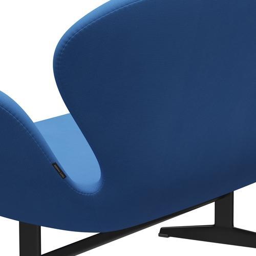 Fritz Hansen Swan Sofa 2-Sitzer, Schwarz Lackiert/Fame Türkis (66118)