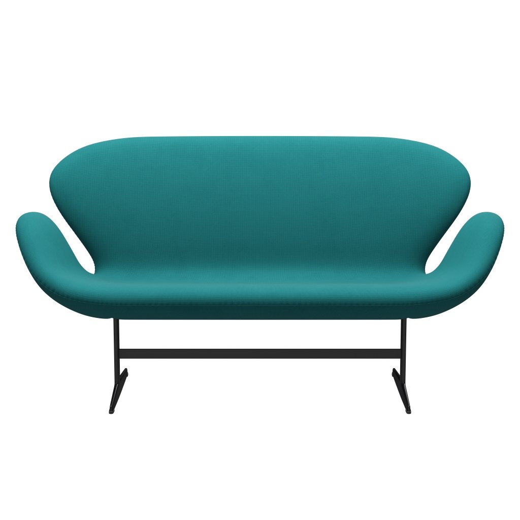 Fritz Hansen Swan Sofa 2 Sitzer, Schwarz Lackiert/Fame Türkis (67016)