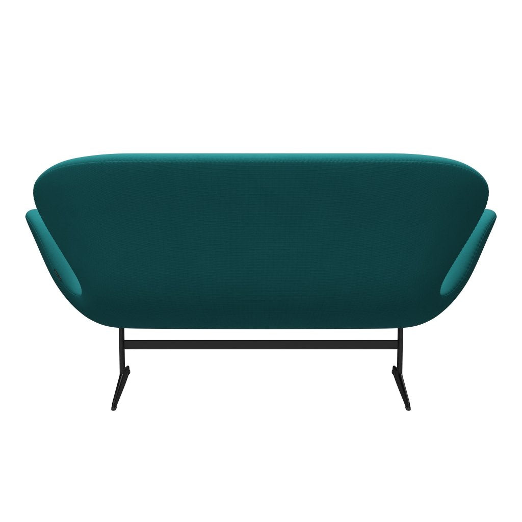 Fritz Hansen Swan Sofa 2 Sitzer, Schwarz Lackiert/Fame Türkis (67016)