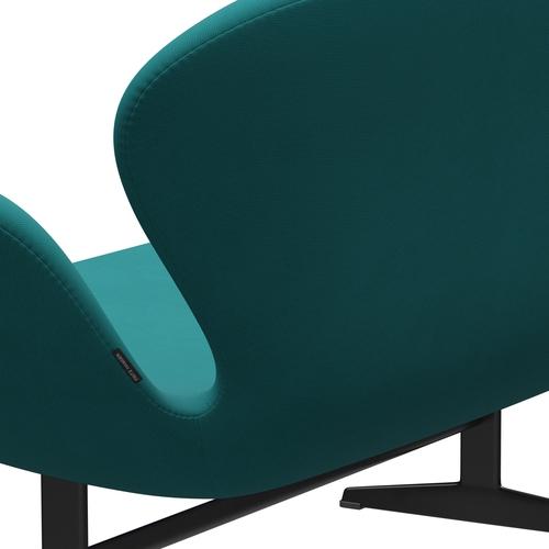 Fritz Hansen Swan Sofa 2 Sitzer, Schwarz Lackiert/Fame Türkis (67016)