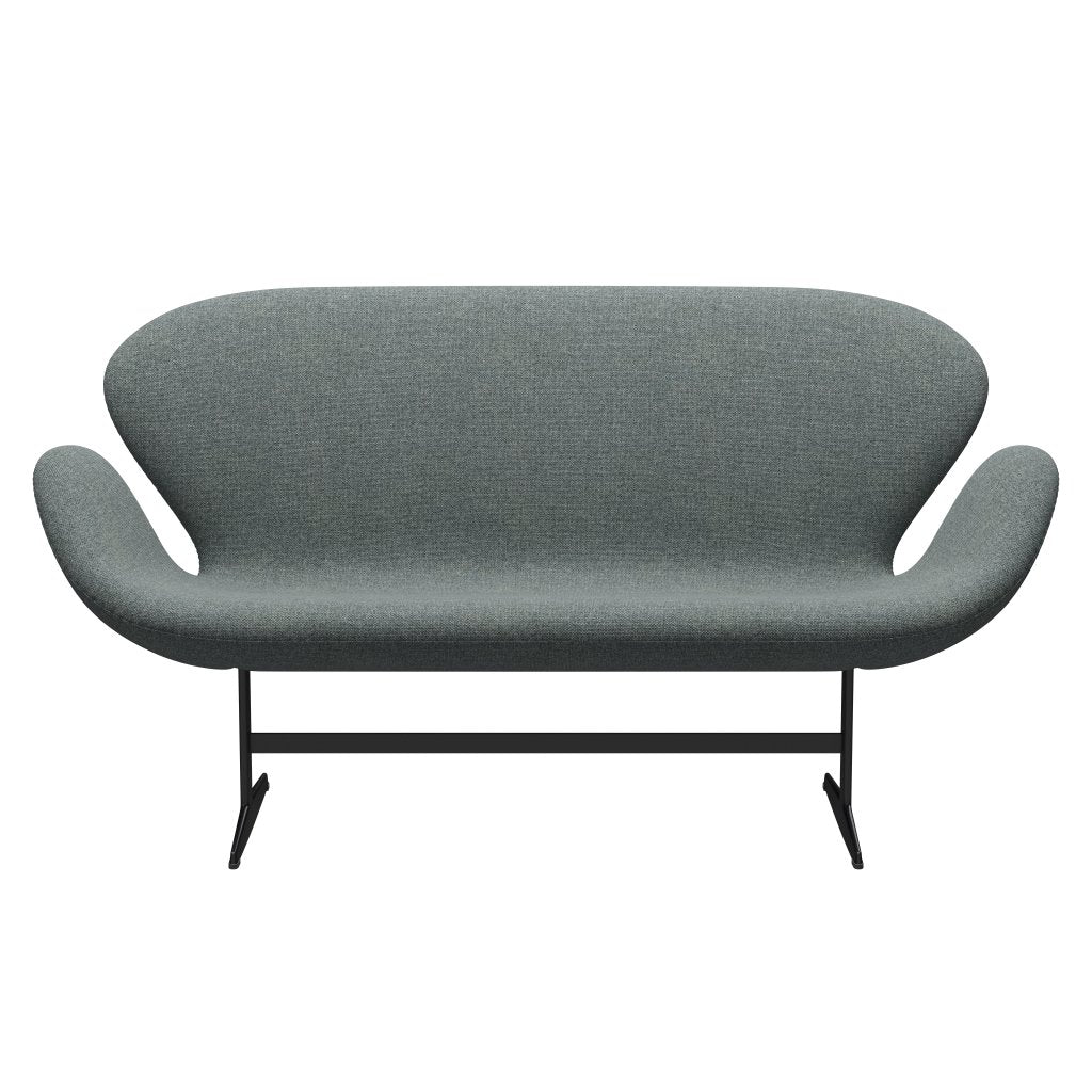 Fritz Hansen Swan Sofa 2-Sitzer, Schwarz lackiert/Hallingdal Grau