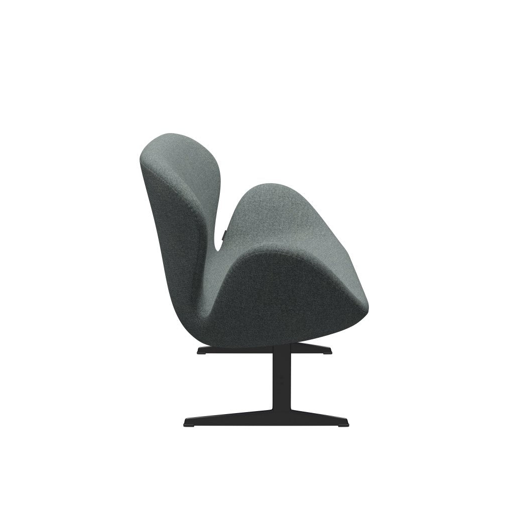 Fritz Hansen Canapé de cygne 2 places, laquée noire / hallingdal gris