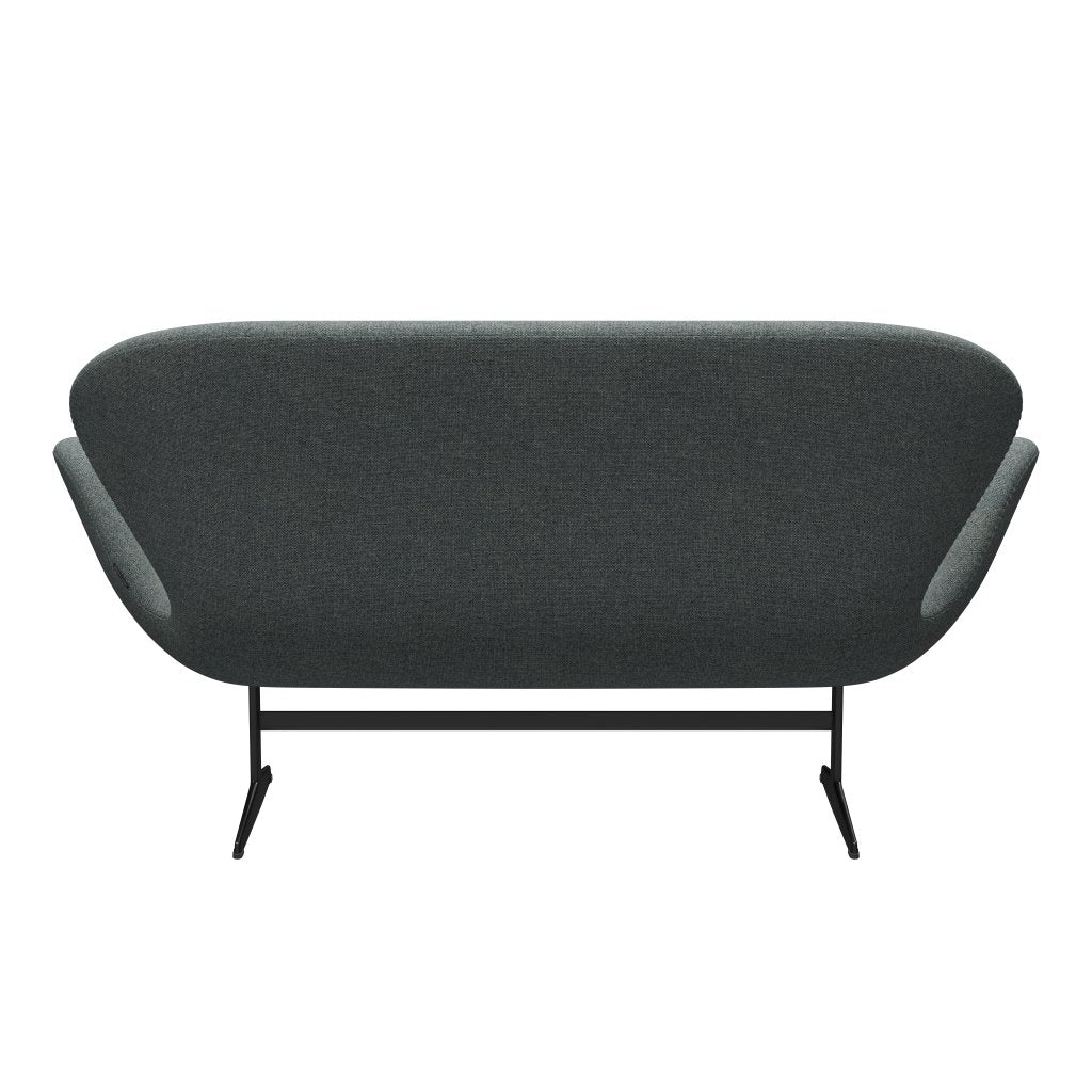 Fritz Hansen Swan Sofa 2-Sitzer, Schwarz lackiert/Hallingdal Grau