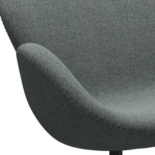 Fritz Hansen Canapé de cygne 2 places, laquée noire / hallingdal gris