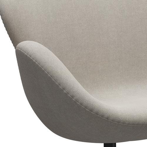 Fritz Hansen Swan Sofa 2 Sitzer, Schwarz Lackiert/Hallingdal Hellgrau (103)