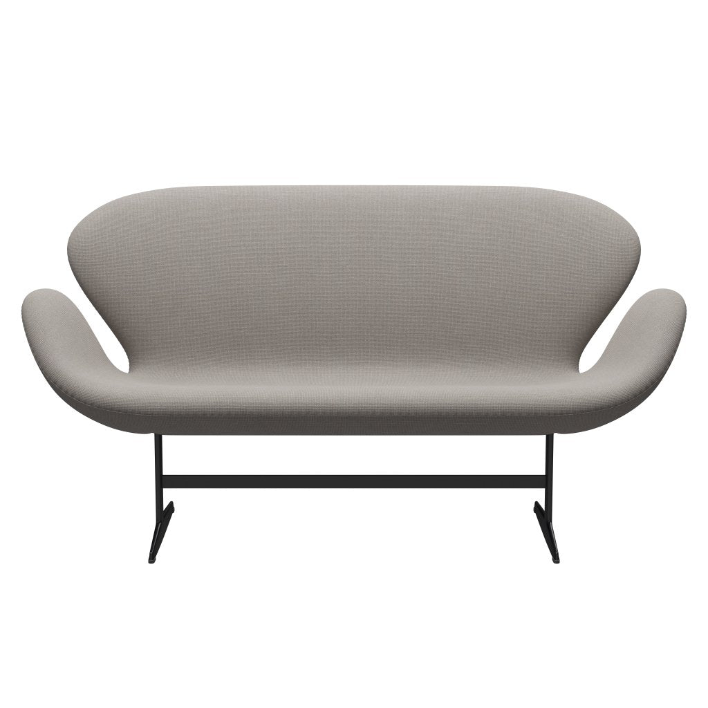 Fritz Hansen Swan Sofa 2 Seater, Black Lacquered/Hallingdal Light Grey (113)