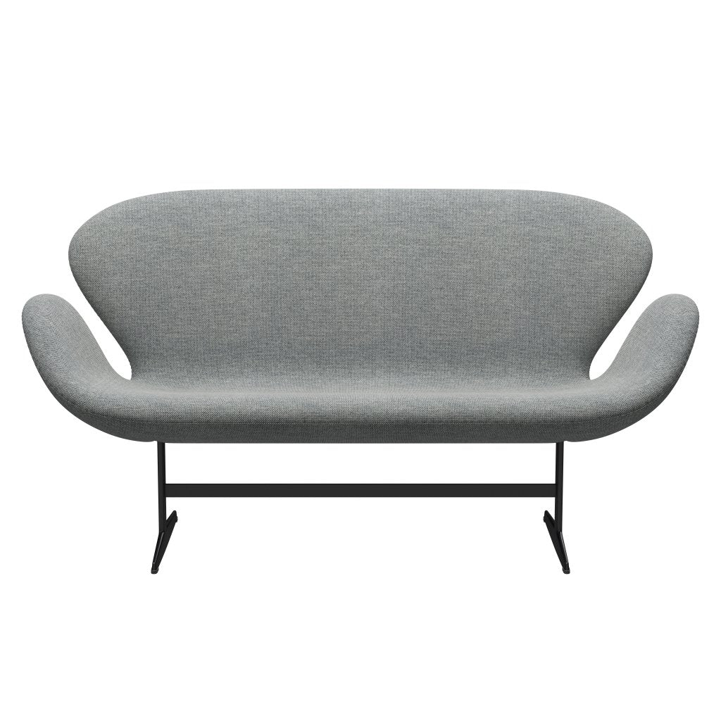 Fritz Hansen Swan Sofa 2 -sæder, sort lakeret/Hallingdal White Grey