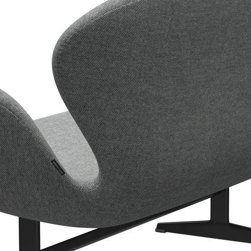 [product_category]-Fritz Hansen Swan Sofa 2 Seater, Black Lacquered/Hallingdal White Grey-Fritz Hansen-3321-HAL116-BLLA-FRI-5