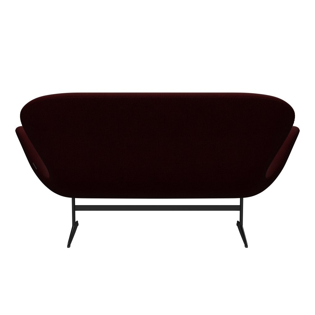 [product_category]-Fritz Hansen Swan Sofa 2 Seater, Black Lacquered/Hallingdal Wine Red-Fritz Hansen-3321-HAL694-BLLA-FRI-4